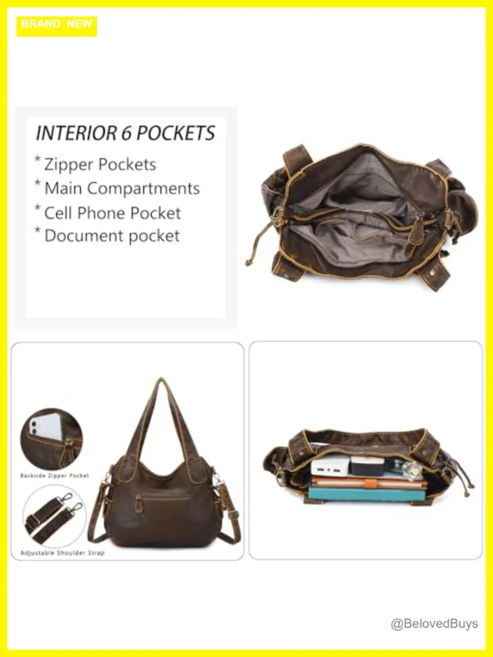 Washed PU Leather Hobo Tote Shoulder Handbag